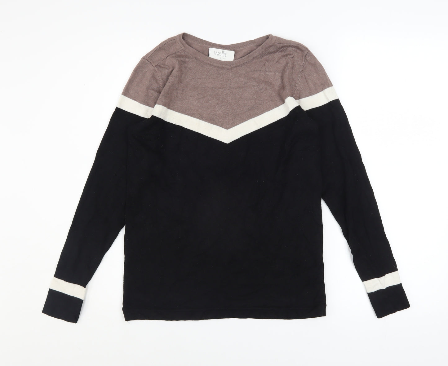 Wallis Petite Women's Black Colourblock Long Sleeve Pullover Jumper Size 10