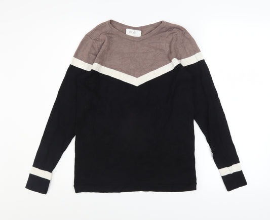 Wallis Petite Women's Black Colourblock Long Sleeve Pullover Jumper Size 10