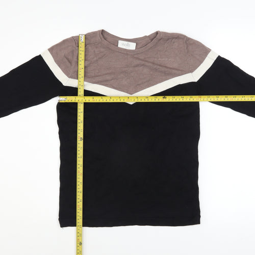 Wallis Petite Women's Black Colourblock Long Sleeve Pullover Jumper Size 10