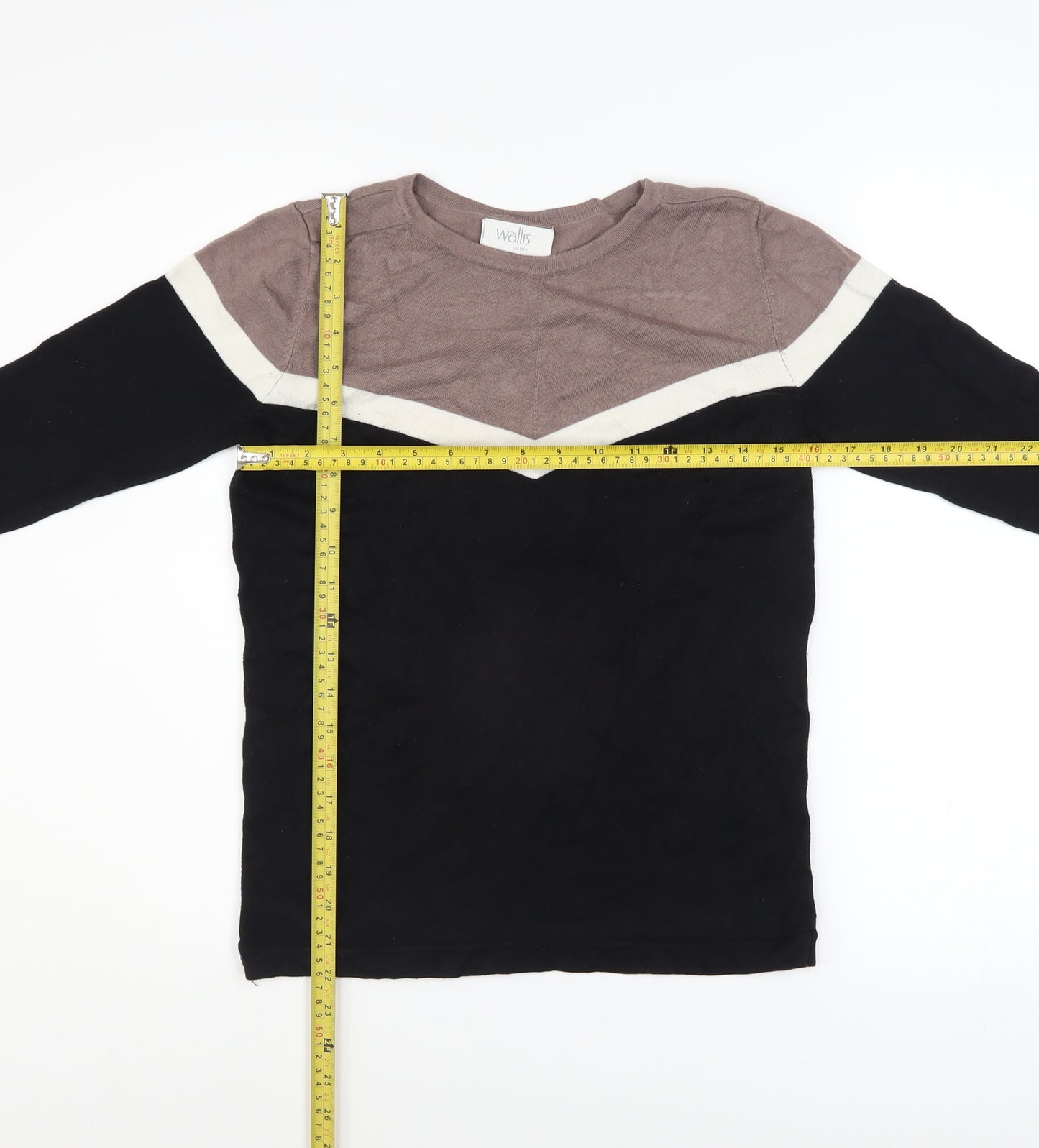 Wallis Petite Women's Black Colourblock Long Sleeve Pullover Jumper Size 10