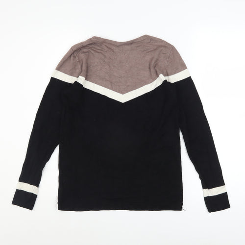 Wallis Petite Women's Black Colourblock Long Sleeve Pullover Jumper Size 10