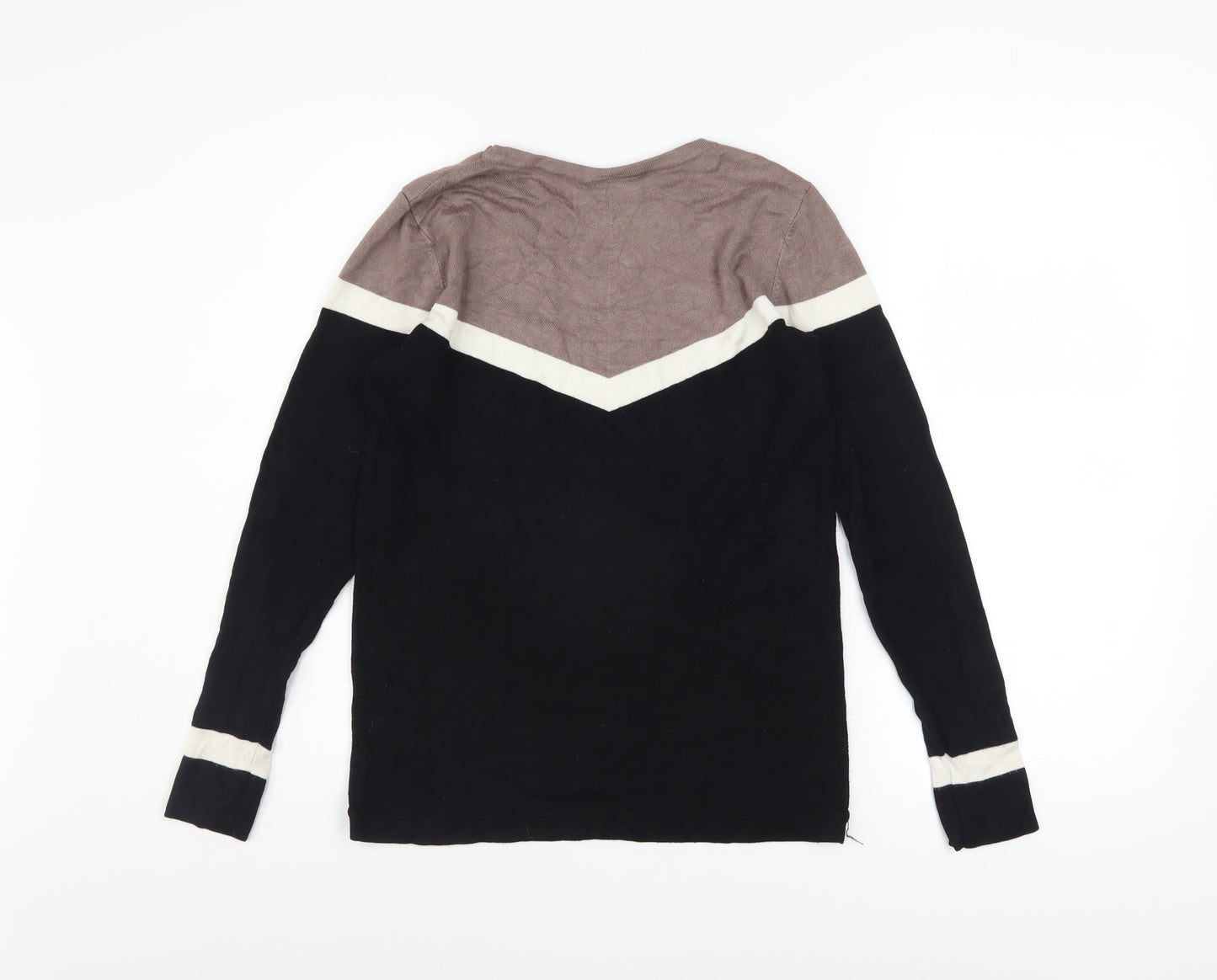 Wallis Petite Women's Black Colourblock Long Sleeve Pullover Jumper Size 10
