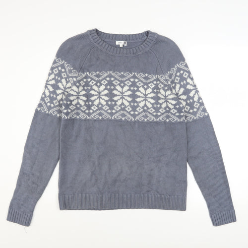 Signal Men's Grey Fair Isle Knit Jumper Size S Winter Pullover