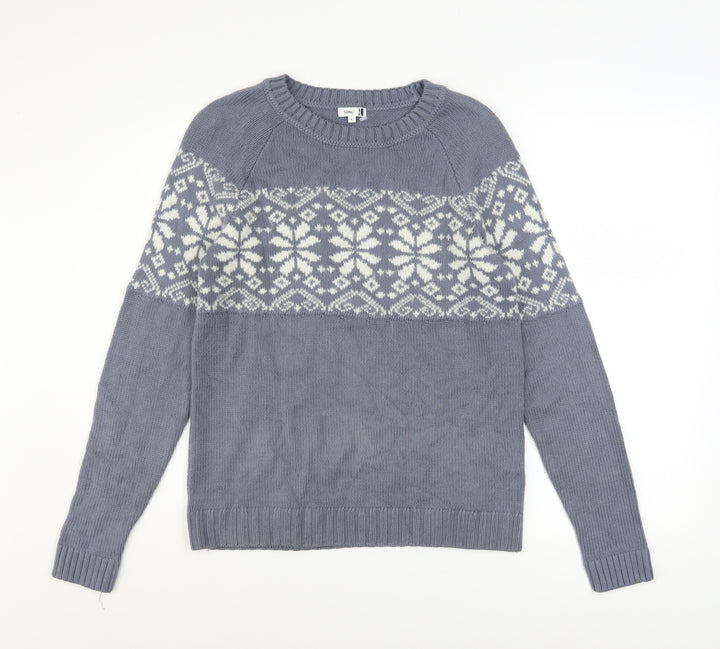 Signal Men's Grey Fair Isle Knit Jumper Size S Winter Pullover