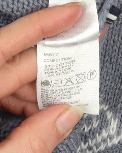 Signal Men's Grey Fair Isle Knit Jumper Size S Winter Pullover