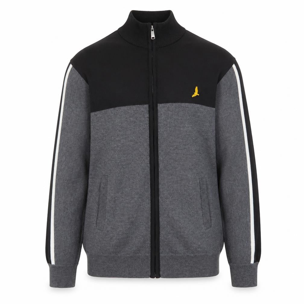 Front view of Brave Soul Men's Grey & Black Track Jacket M Full Zip Polyester