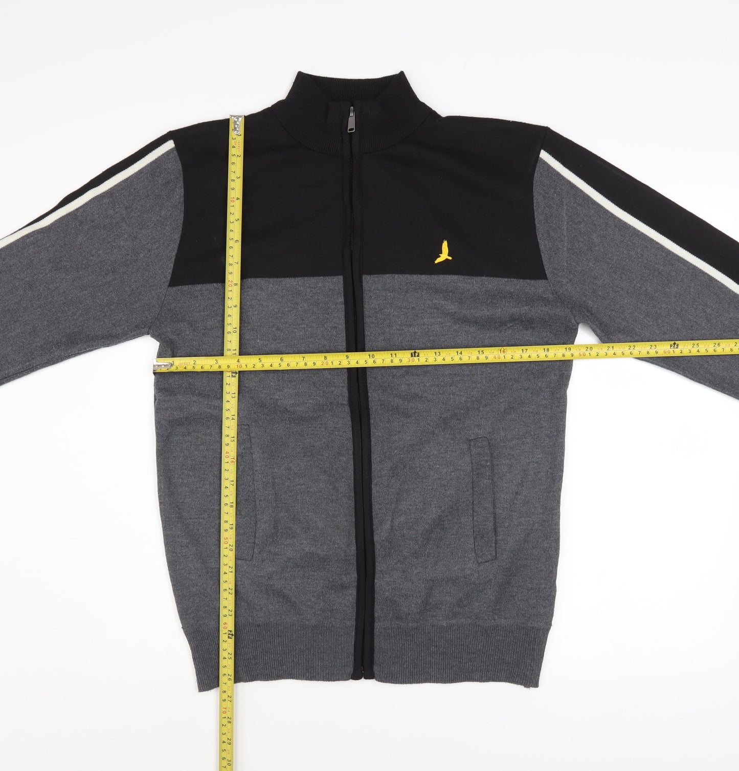 Brave Soul Men's Grey & Black Track Jacket M Full Zip Polyester