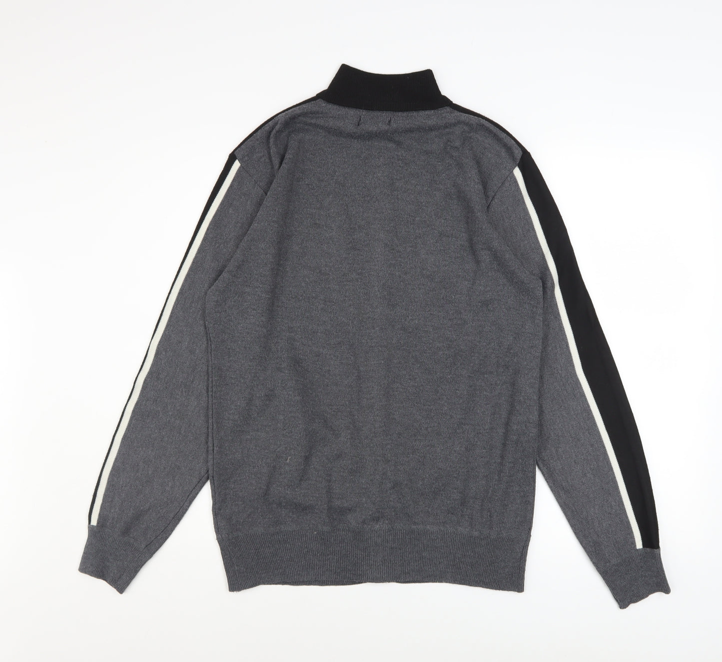 Brave Soul Men's Grey & Black Track Jacket M Full Zip Polyester