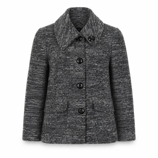 Front view of BHS Women’s Grey Wool Blend Button Up Mid-Length Overcoat, size UK 18