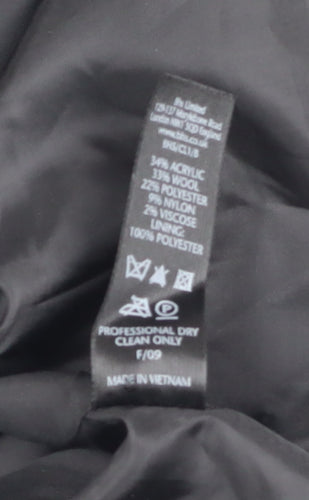 BHS Women’s Grey Wool Blend Button Up Mid-Length Overcoat Size 18
