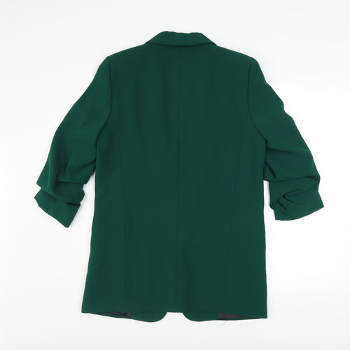 Zara Women Green Viscose Blazer Size 12 Workwear Jacket