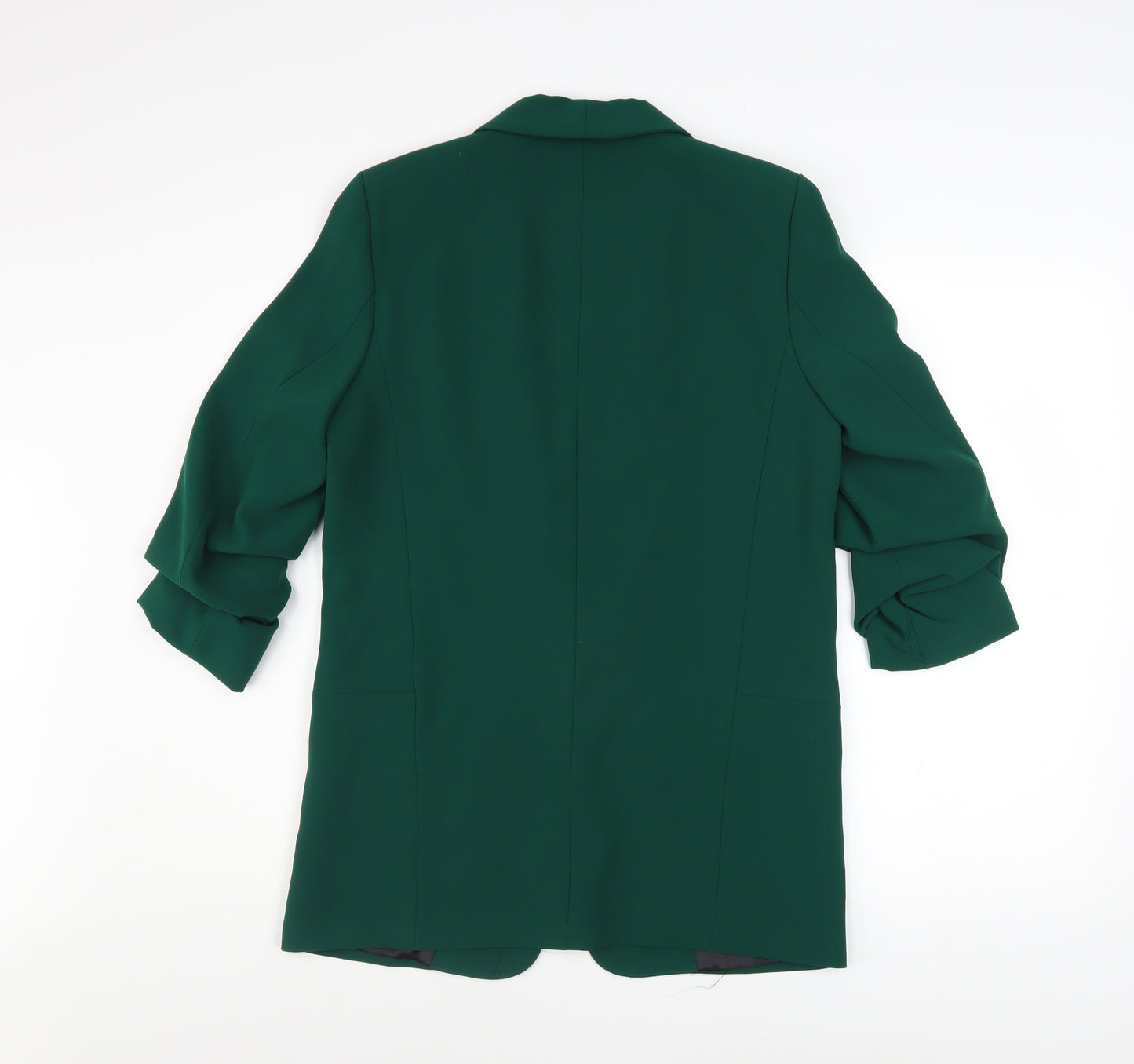 Zara Women Green Viscose Blazer Size 12 Workwear Jacket