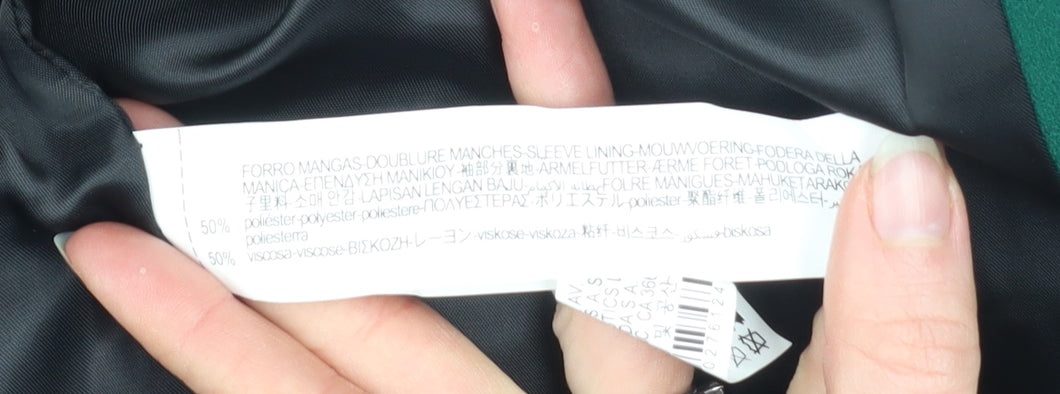 Zara Women Green Viscose Blazer Size 12 Workwear Jacket