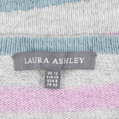 Laura Ashley Women’s Multicoloured Striped Crew Neck Jumper Size 12