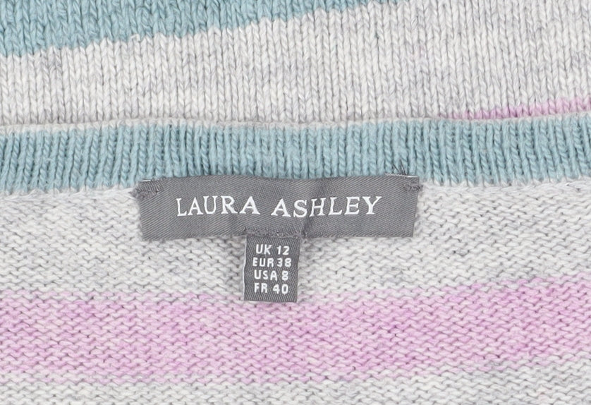 Laura Ashley Women’s Multicoloured Striped Crew Neck Jumper Size 12