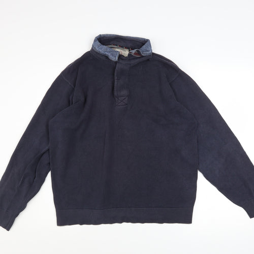 Marks and Spencer Blue Harbour Men’s Blue Medium Rugby Collar Sweatshirt