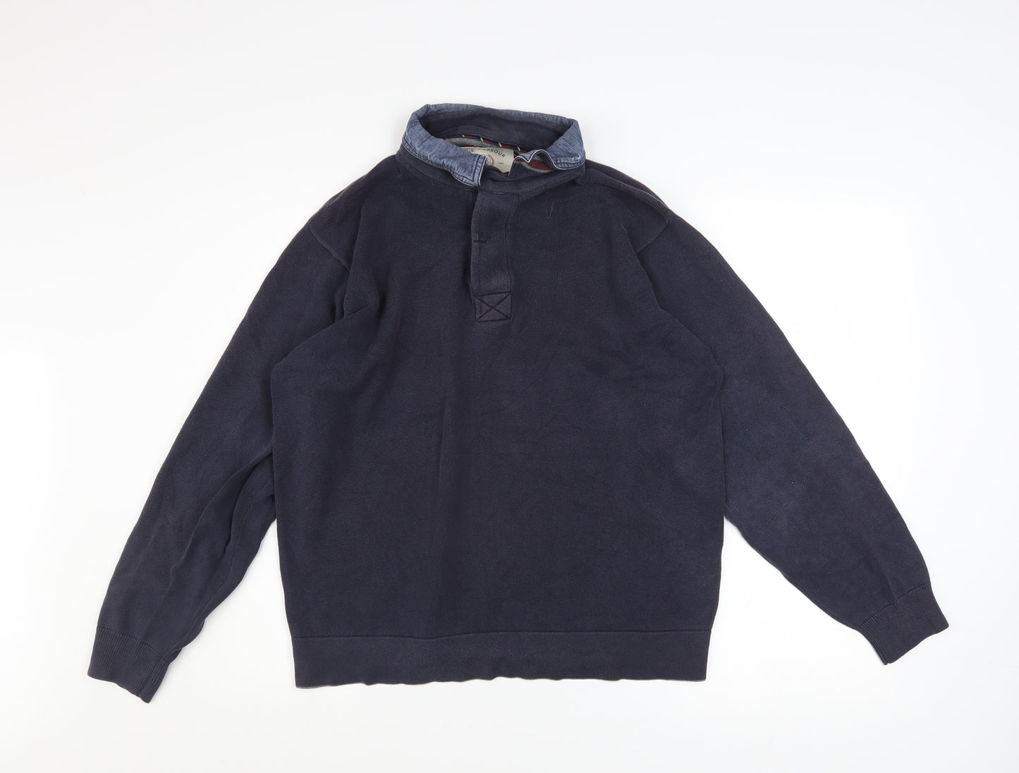 Marks and Spencer Blue Harbour Men’s Blue Medium Rugby Collar Sweatshirt