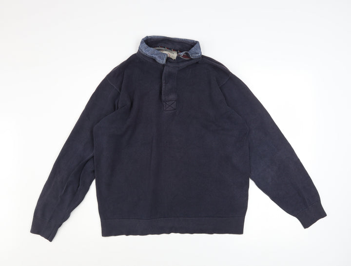 Marks and Spencer Blue Harbour Men’s Blue Medium Rugby Collar Sweatshirt