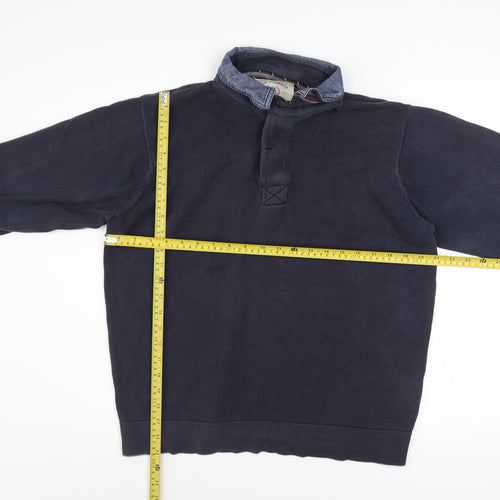 Marks and Spencer Blue Harbour Men’s Blue Medium Rugby Collar Sweatshirt