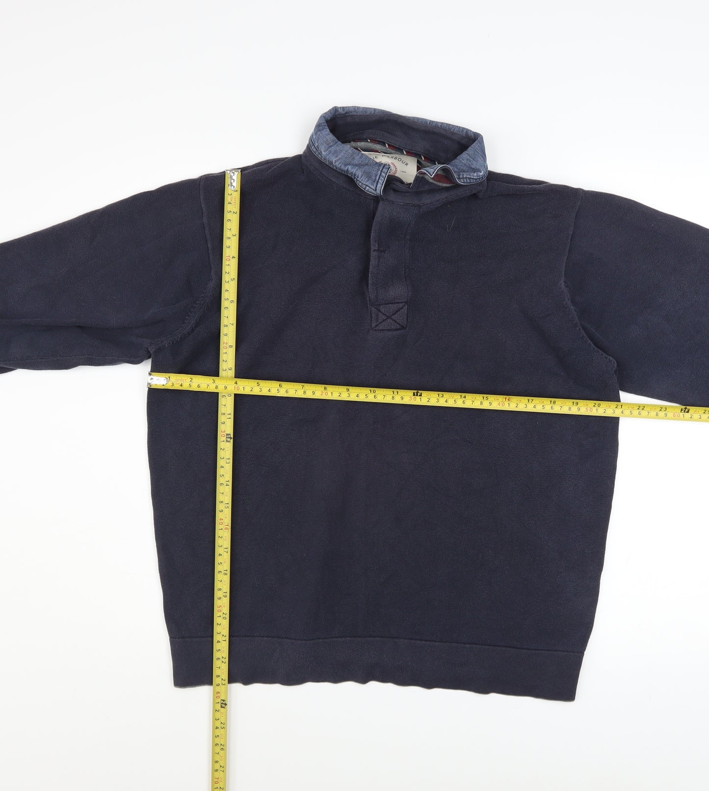 Marks and Spencer Blue Harbour Men’s Blue Medium Rugby Collar Sweatshirt