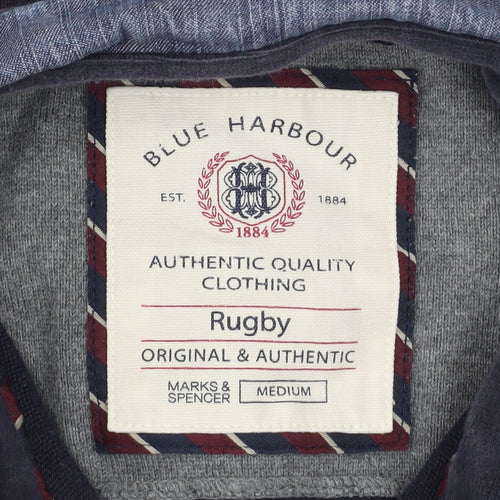 Marks and Spencer Blue Harbour Men’s Blue Medium Rugby Collar Sweatshirt