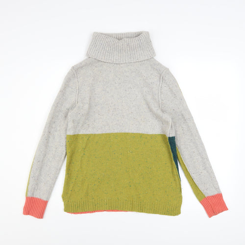 White Stuff Women’s Multicoloured Roll Neck Chunky Knit Jumper Size 10