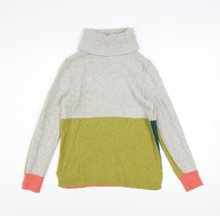 White Stuff Women’s Multicoloured Roll Neck Chunky Knit Jumper Size 10