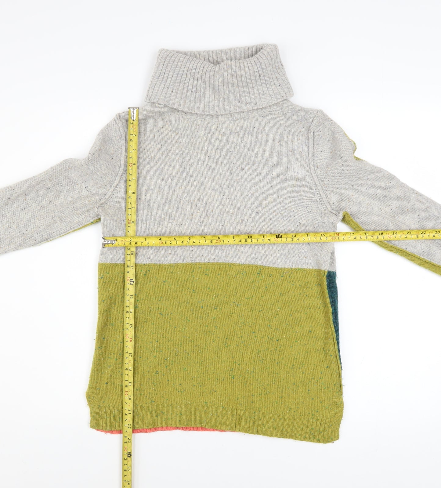White Stuff Women’s Multicoloured Roll Neck Chunky Knit Jumper Size 10