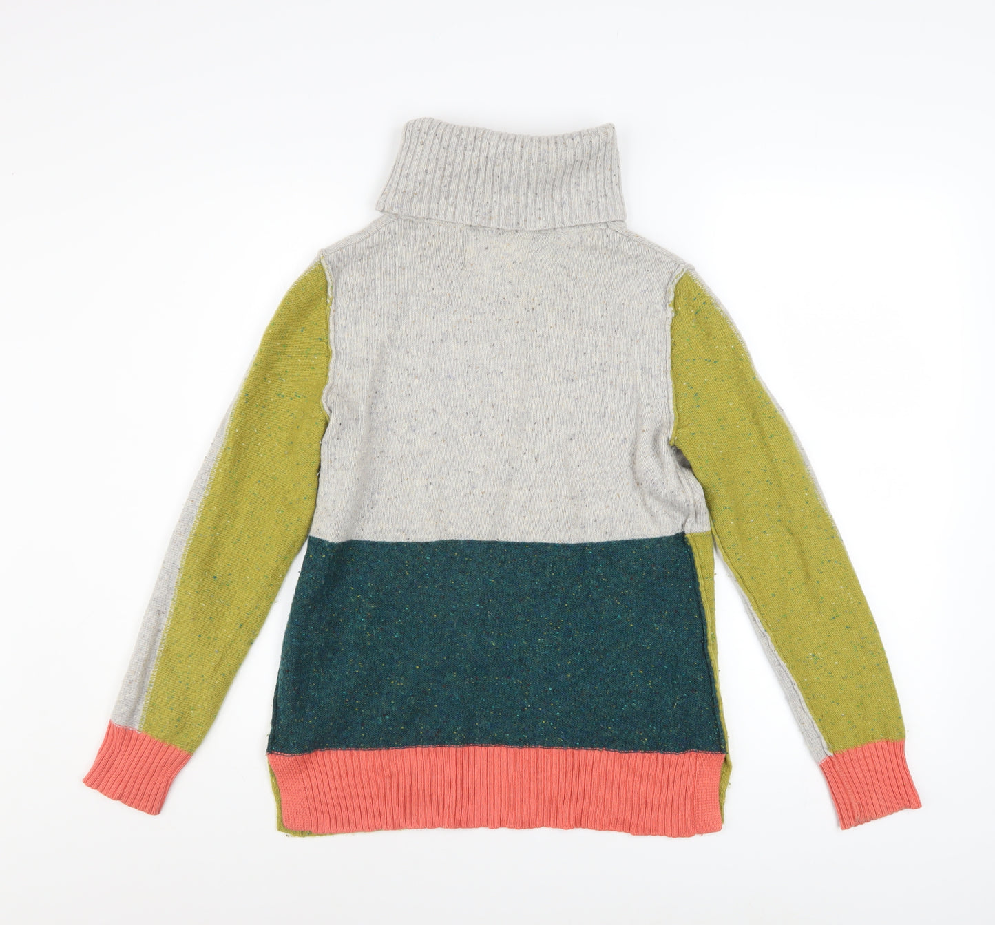 White Stuff Women’s Multicoloured Roll Neck Chunky Knit Jumper Size 10