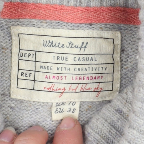 White Stuff Women’s Multicoloured Roll Neck Chunky Knit Jumper Size 10