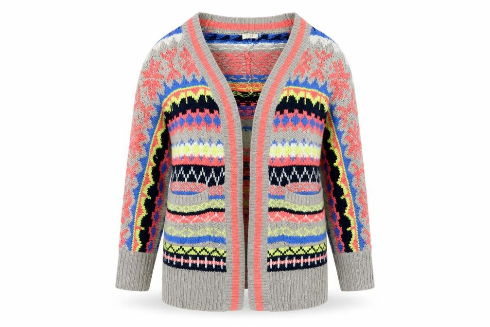 Front view of Love Label Women's Multicoloured Fair Isle Knit Cardigan M