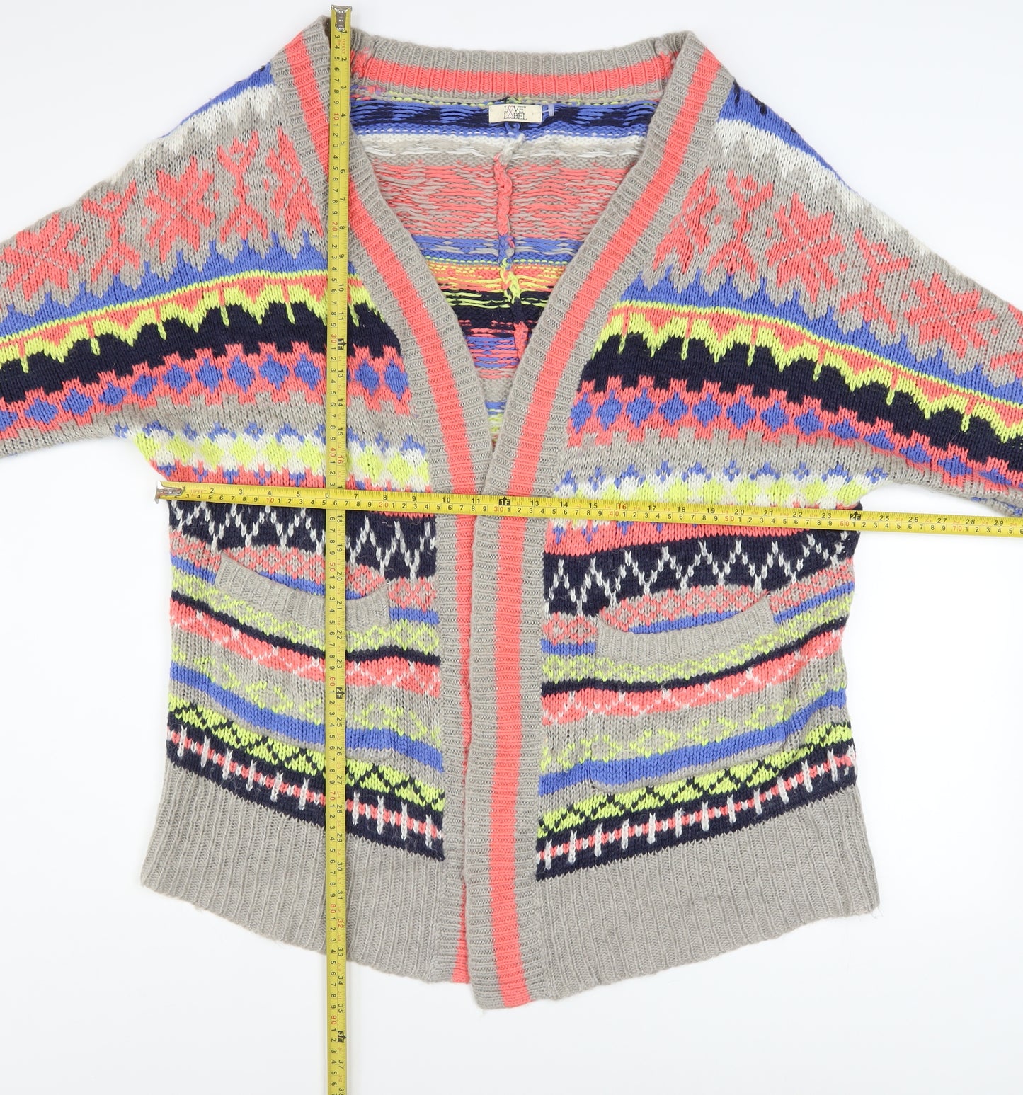 Love Label Women's Multicoloured Fair Isle Knit Cardigan M