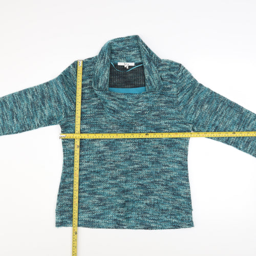 Klass Collection Women’s Blue Cowl Neck Knit 3/4 Sleeve Jumper Size M