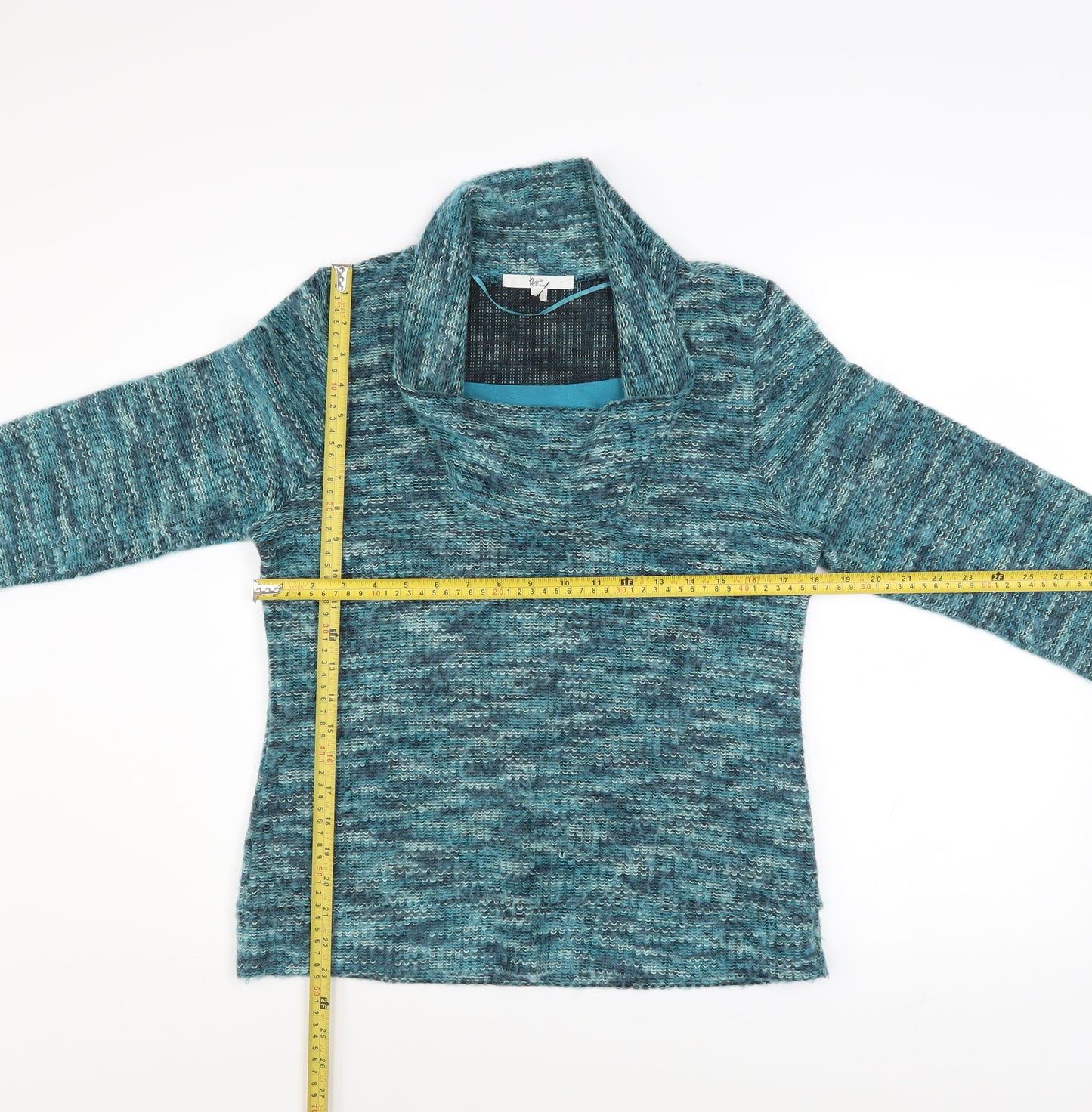 Klass Collection Women’s Blue Cowl Neck Knit 3/4 Sleeve Jumper Size M