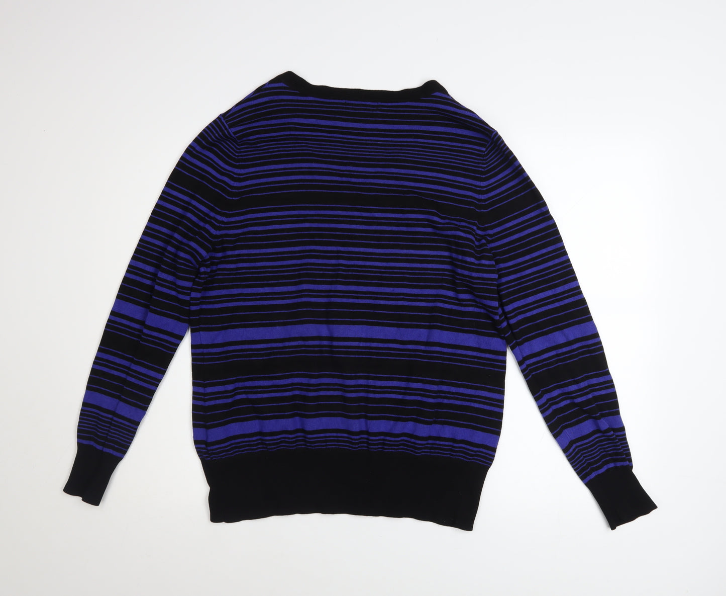 Debenhams Women Blue Black Striped V-Neck Jumper Size 20