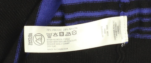 Debenhams Women Blue Black Striped V-Neck Jumper Size 20