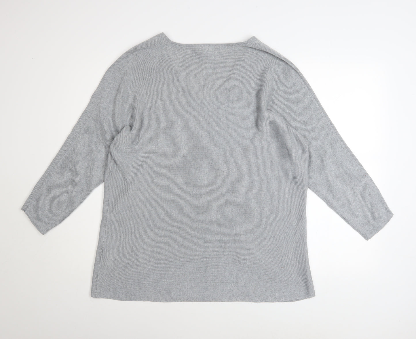 H&M Women Grey V-Neck Long Sleeve Pullover Jumper Size 12