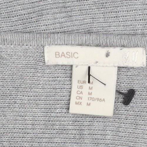H&M Women Grey V-Neck Long Sleeve Pullover Jumper Size 12