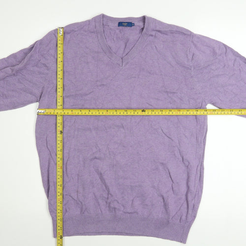 Cotton Traders Men's Purple V-Neck Cotton Jumper M