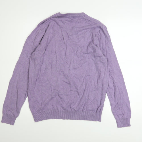 Cotton Traders Men's Purple V-Neck Cotton Jumper M