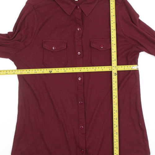 Passport Womens Red Collared Button-Up Long Sleeve Shirt XL