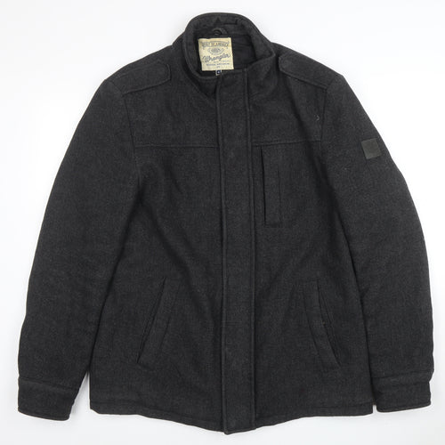 Wrangler Men's Grey Wool Blend Jacket M Mid-Length Classic Style