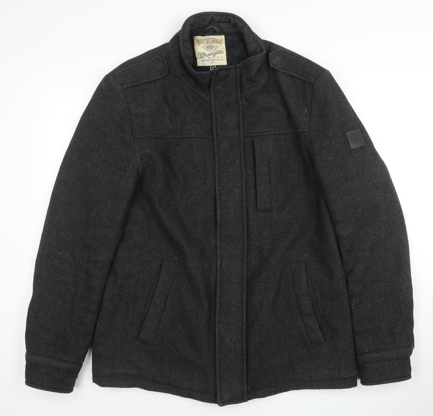 Wrangler Men's Grey Wool Blend Jacket M Mid-Length Classic Style