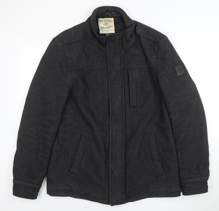 Wrangler Men's Grey Wool Blend Jacket M Mid-Length Classic Style