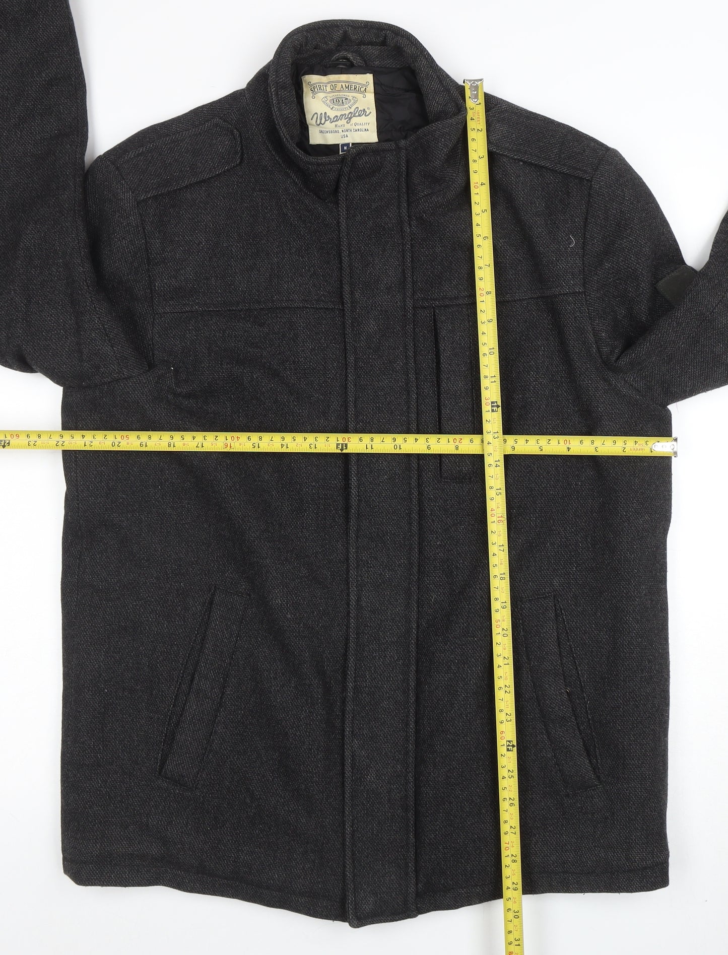 Wrangler Men's Grey Wool Blend Jacket M Mid-Length Classic Style