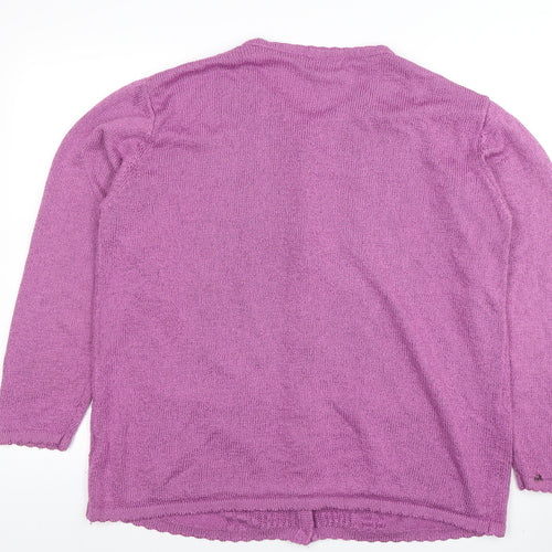 Casamia Women’s Purple Plus Size Knit Cardigan with Floral Embroidery