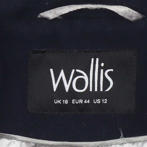 Wallis Women’s Blue Mid-Length Coat Size 16 Classic Lined