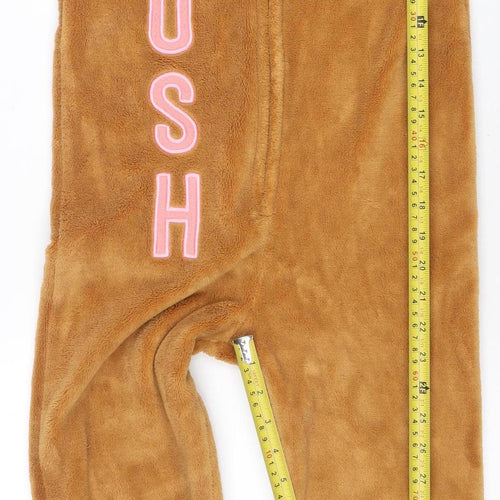 George Girls Brown Pudsey Bear Fleece One Piece 7-8 Years Hooded Pyjamas