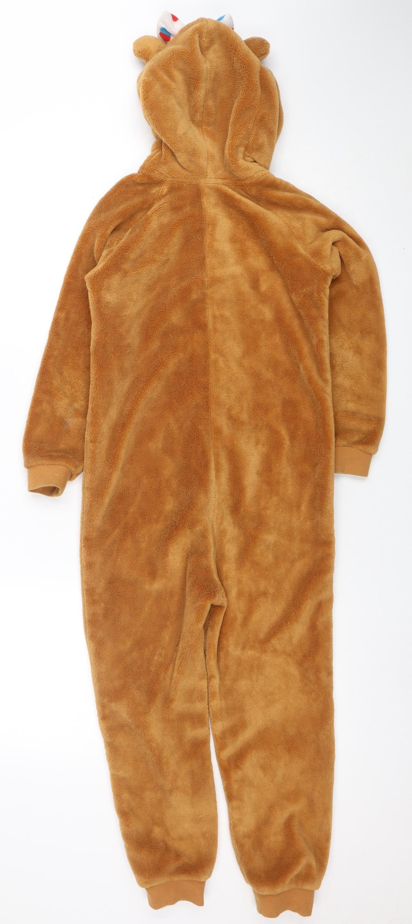 George Girls Brown Pudsey Bear Fleece One Piece 7-8 Years Hooded Pyjamas
