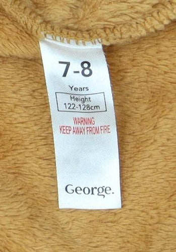 George Girls Brown Pudsey Bear Fleece One Piece 7-8 Years Hooded Pyjamas